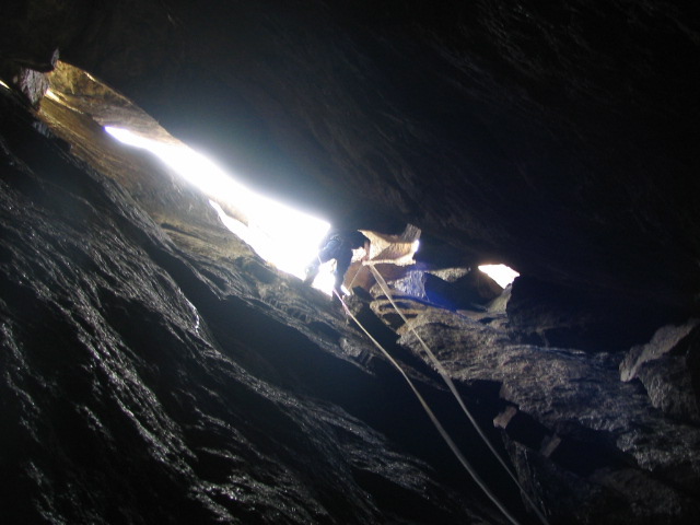 Alex on his way down