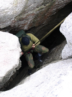 Thomas on his way down