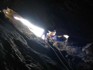 Alex on his way down